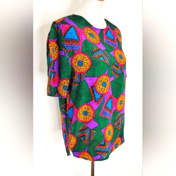 VINTAGE COLOR RICH SILK BLOUSE - Picture 1 of 9